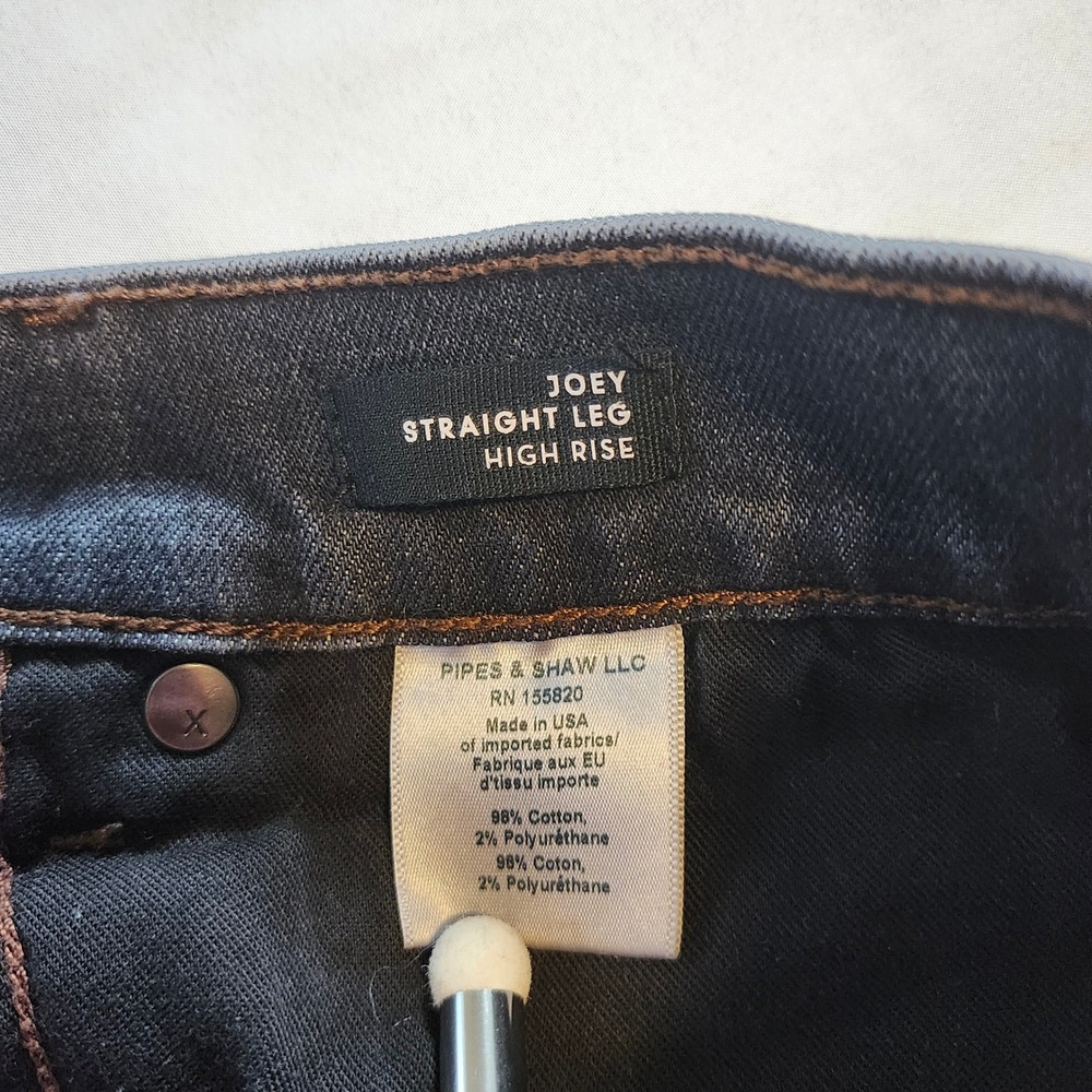 Veronica Beard Joey High Rise Straight Leg Jeans Faded Black Denim Raw Hem Sz 30 - Picture 4 of 5